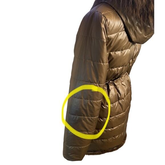 Blue Duck Brown Reversible Winter Puffer Coat Rabbit Fur Fox Trim Medium - Picture 11 of 15